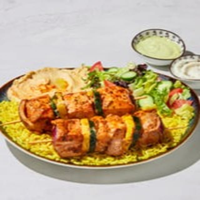 Salmon Kabob Plate.