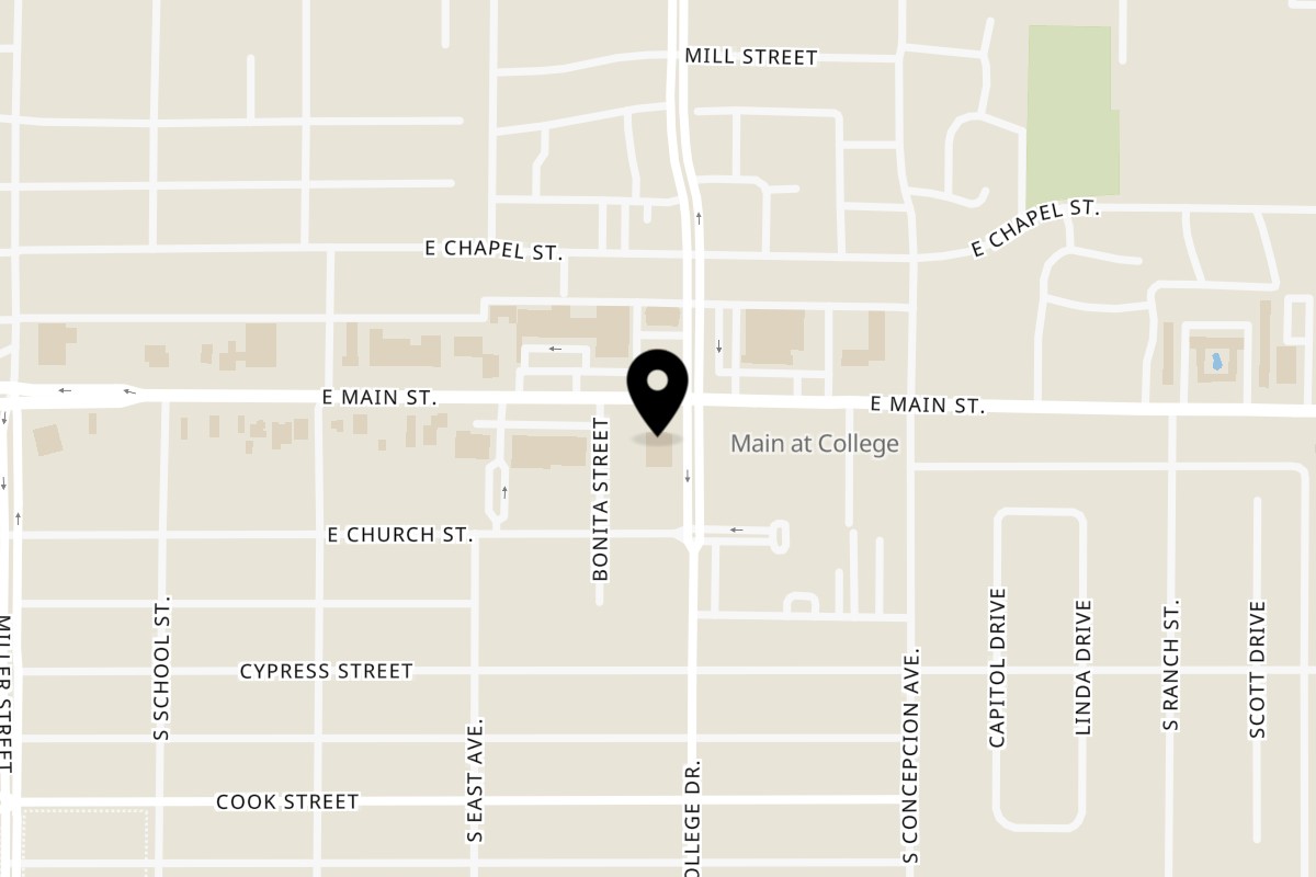 Map showing the location of The Green Olive Santa Maria on 750 E Main St in Santa Maria